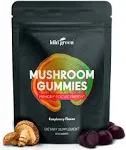 KIKI Green Mushroom Gummies with Lion's Mane & 9 Adaptogen Mushrooms Blend - Chaga Red Reishi Cordyceps Shiitake Black Fungus | 60 Gummies, 10:1 Extract