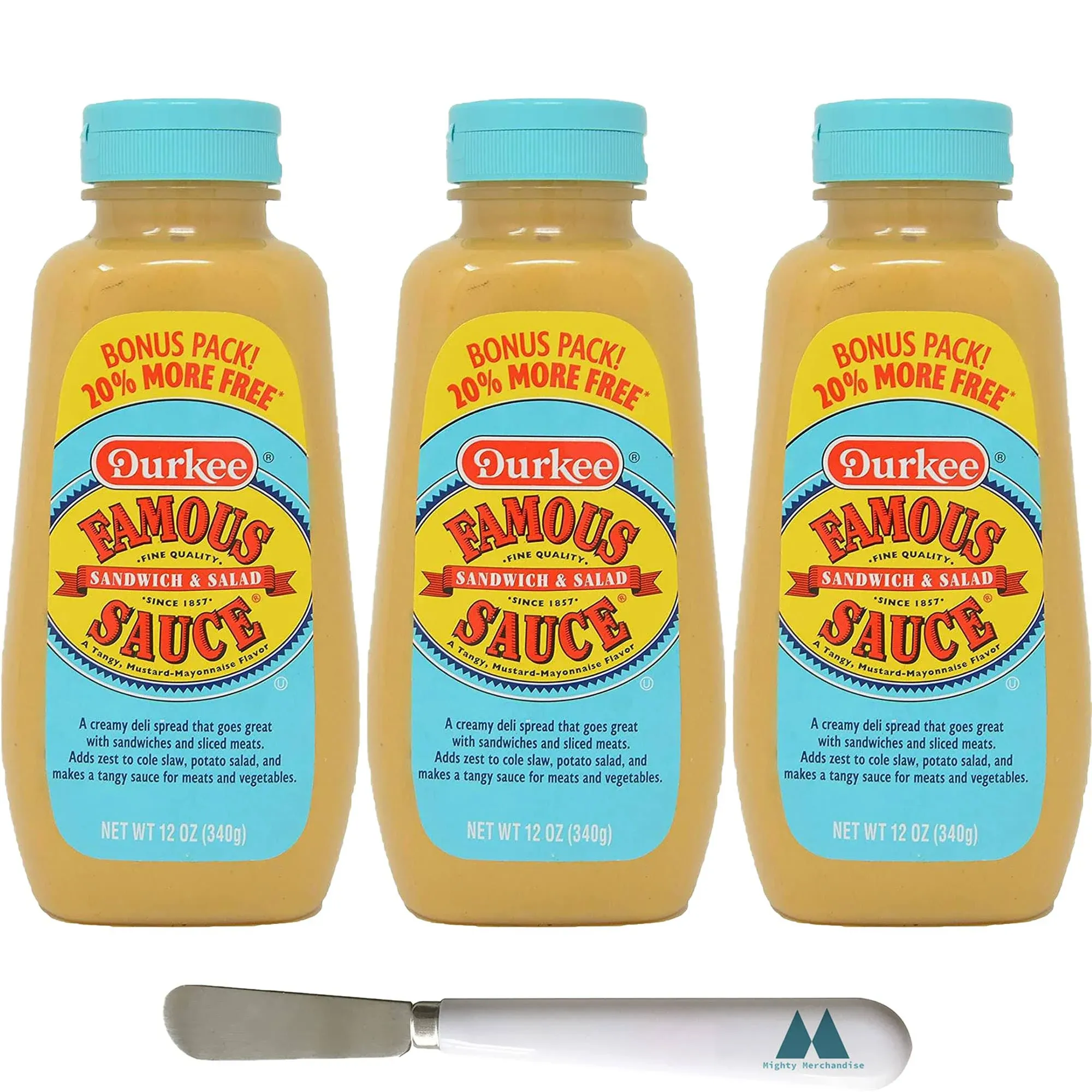 Durkee Famous Sandwich & Salad Sauce - 3 Pack - 12 Ounces Each - with Mighty Merchandise Spread Tool