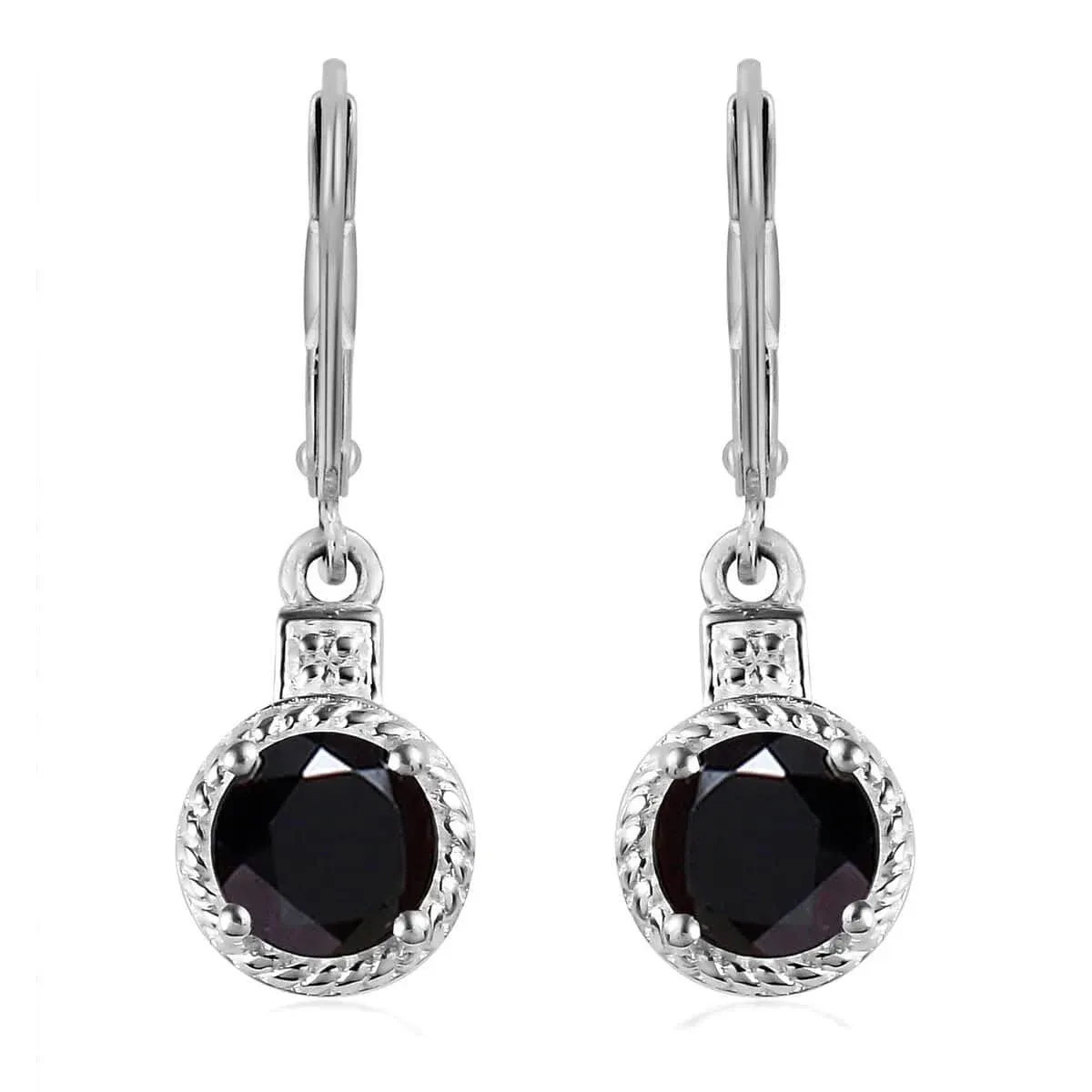 925 Sterling Silver Black Spinel Zircon Lever Back Drop Earrings Ct 3.3 Gifts