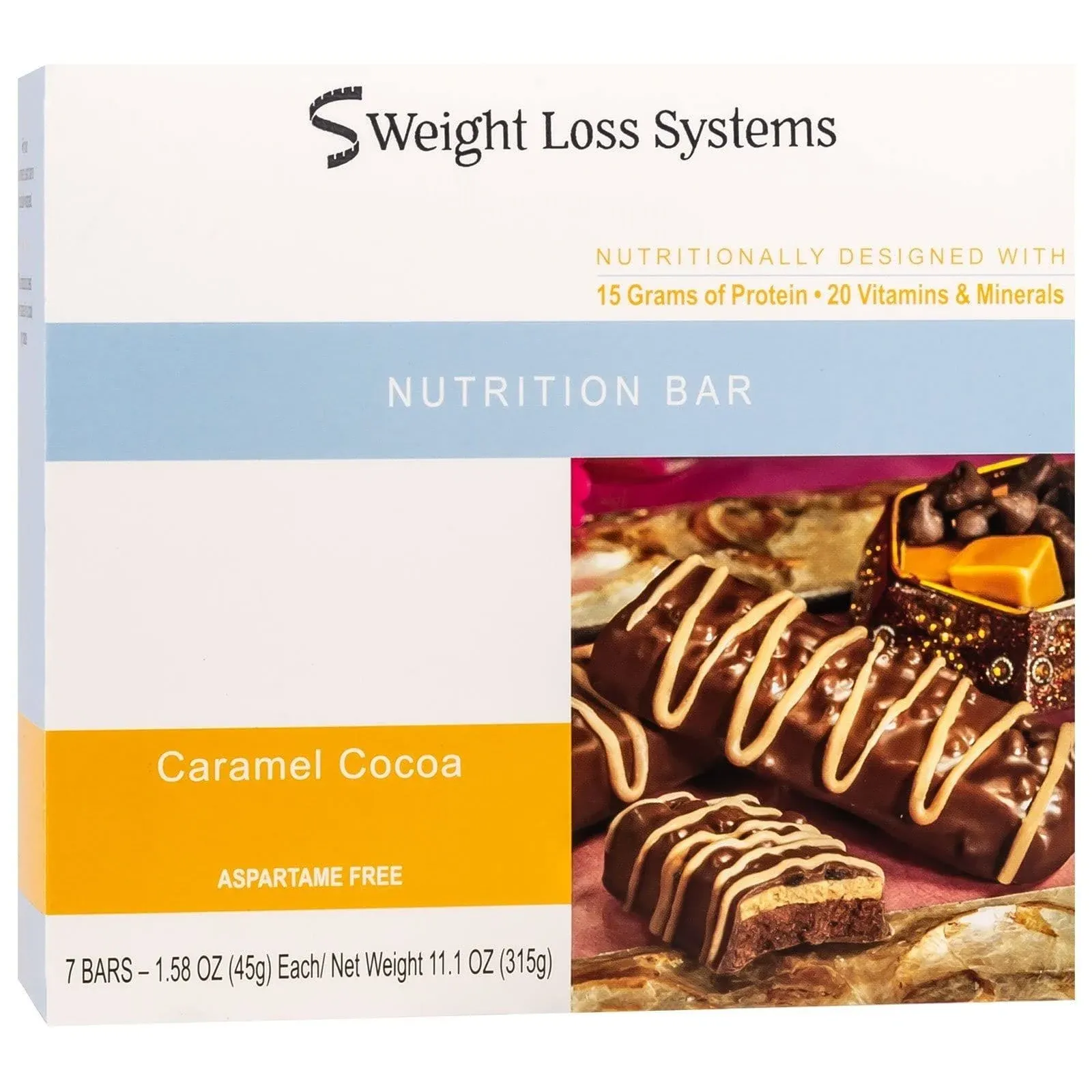 Weight Loss Systems Protein Bar - Caramel Cocoa (7/Box) - Aspartame, Wheat and Gelatin Free