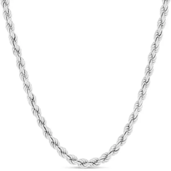 Verona Jewelers 925 Sterling Silver Diamond-Cut Rope Chain Solid Link Necklace ...