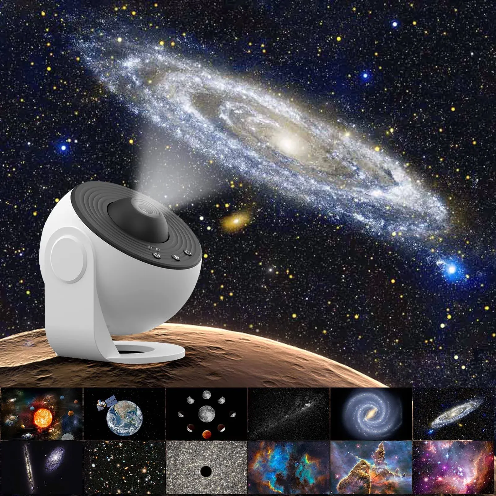 Yiliaw 13 in 1 Galaxy Projector, HD Star Projector Galaxy Light with Solar System Moon for Bedroom, 360° Rotating Nebula Projector for Kids Adults, Realistic Starry Sky Night Light for Room Decor