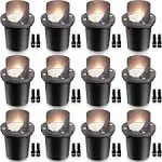 SUNVIE 12 Pack Low Voltage Landscape Lights 12W LED Outdoor In-Ground Lights for