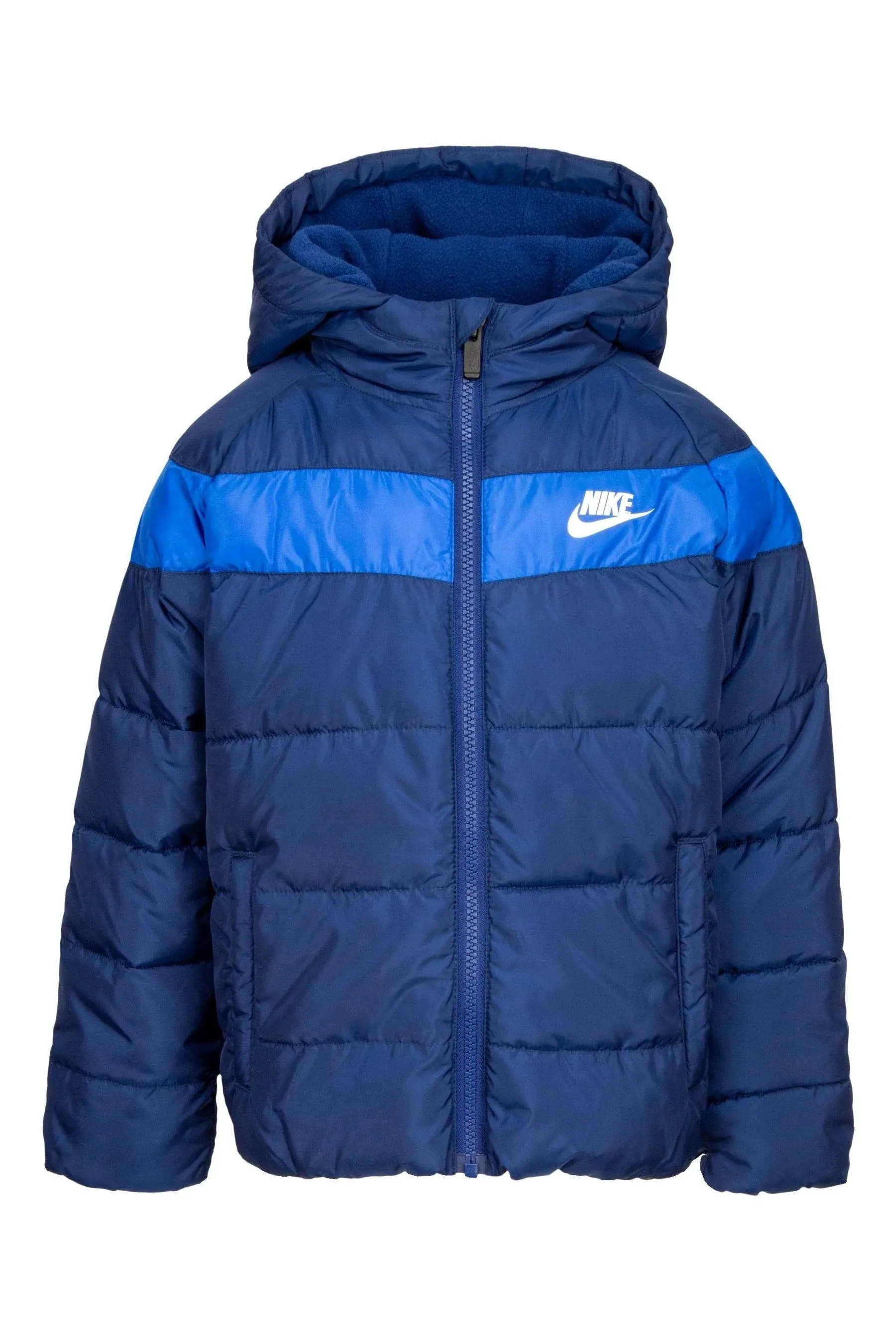 Nike Youth Boy&#039;s Therma Fleece Lined Navy Royal Blue Puffer Jacket Size 4