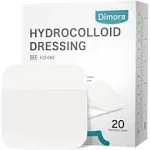 Dimora 20 Pack Hydrocolloid Wound Dressing, Ultra Thin 4" x 4" Large Patch Bandages with Self-Adhesive