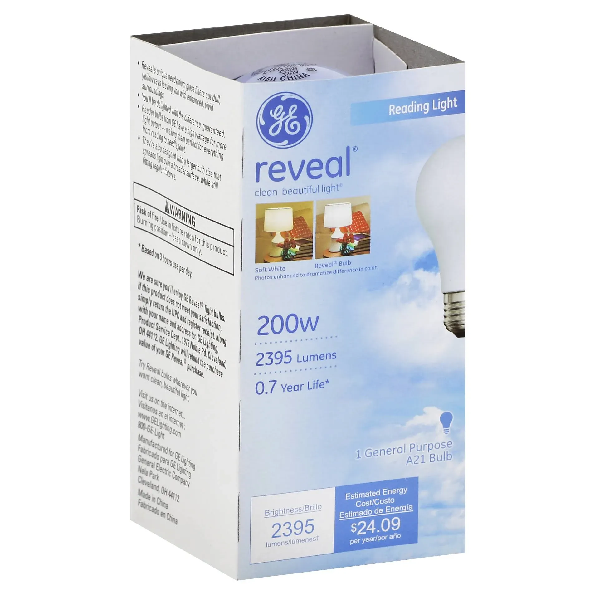 GE Reveal A21 Light Bulb, 200 W - M-673699-1463 - Each