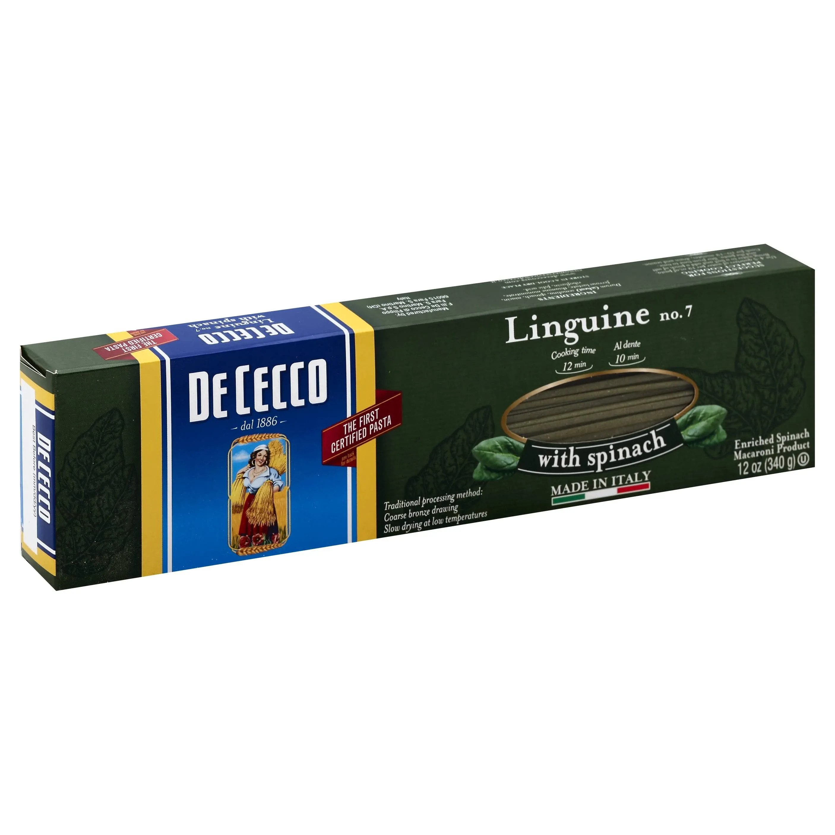 De Cecco Linguine, No. 7, with Spinach - 12 oz