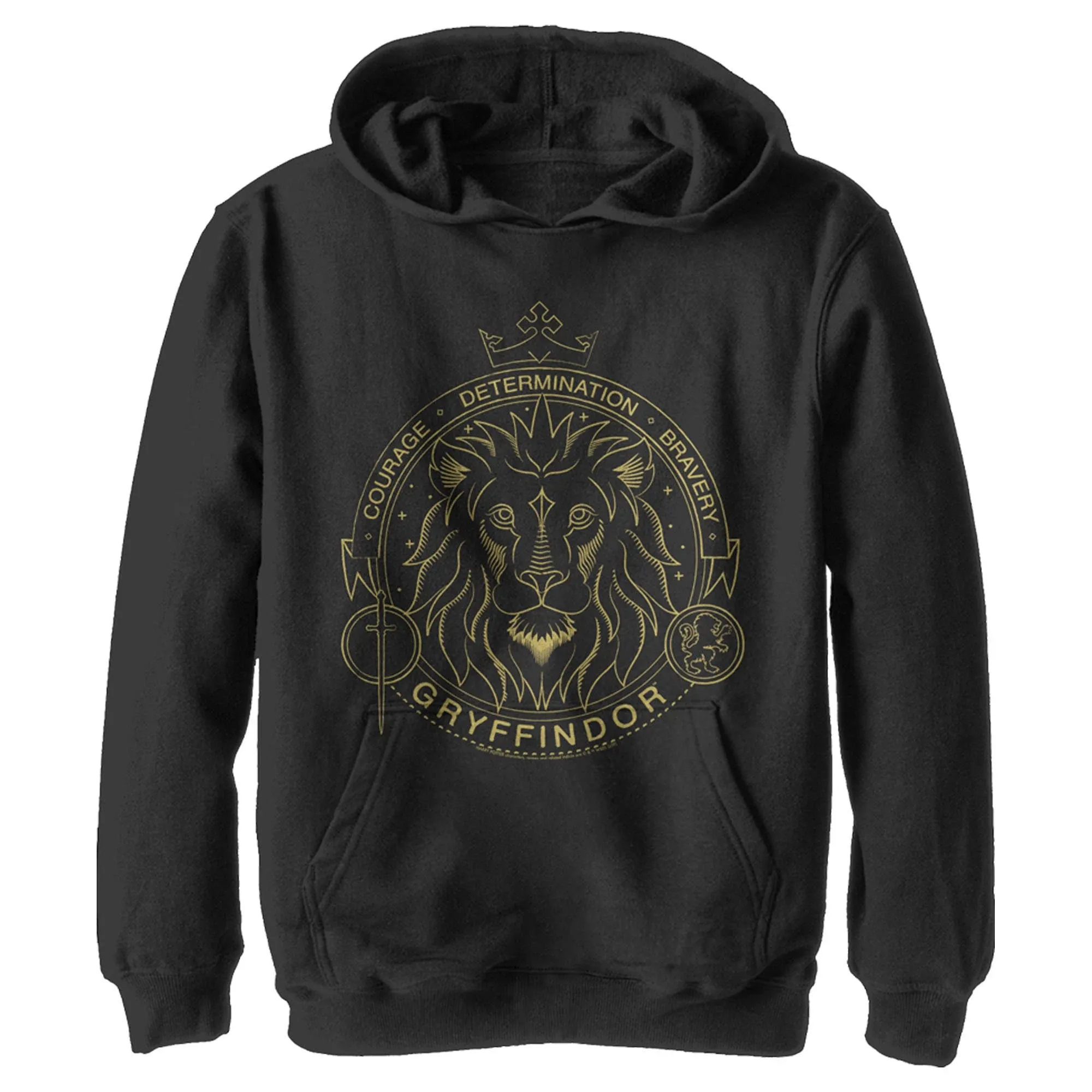 Harry Potter Boy's Gryffindor Line Art Seal Pull Over Hoodie