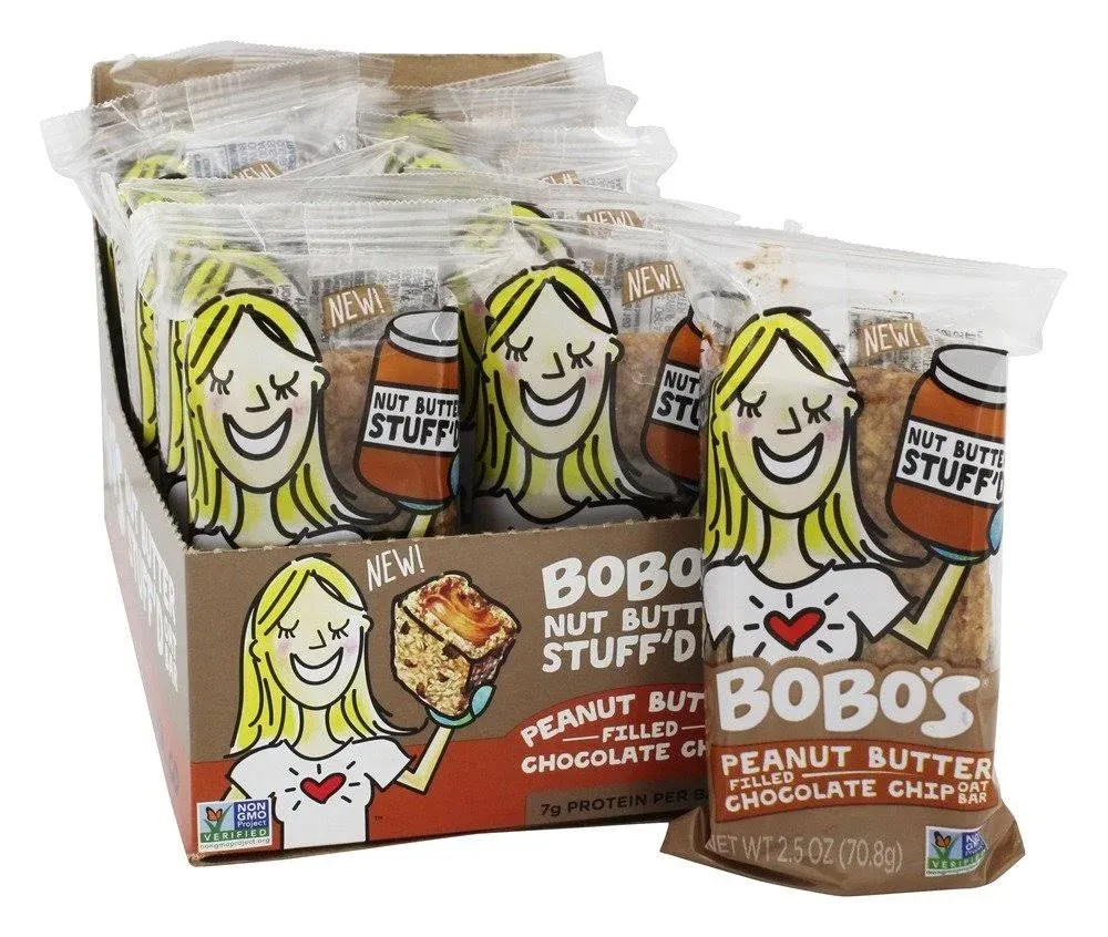 Bobo's Oat Bars Stuff'd Bars, Chocolate Chip Peanut Butter 12 (2.5 oz Each)