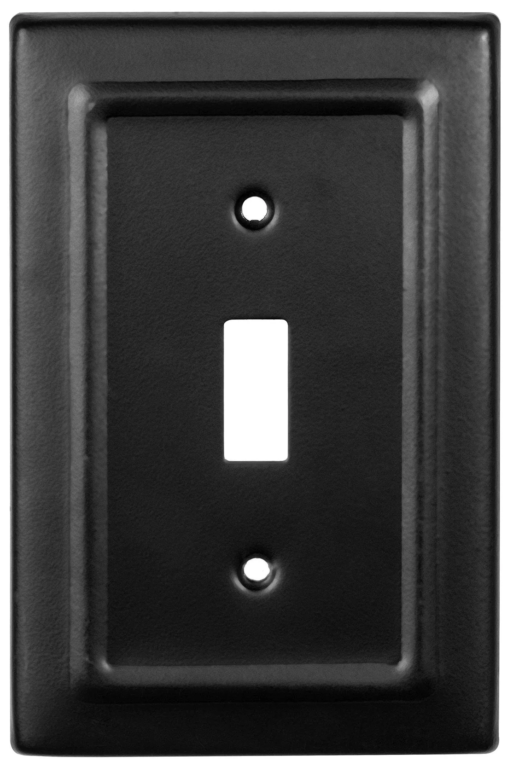 Monarch Abode 19151 Single Switch Architectural Toggle Aluminum Decorative Wall Plate Switch Plate Outlet Cover, 1-Gang, Matte Black (Pack of 2) - Black Switch Plate Covers - Light Switch Cover