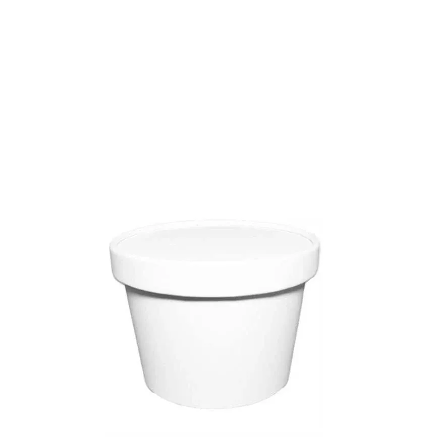 Disposable White Paper Soup Containers with Lids