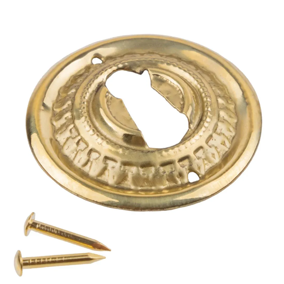 Round Antique Brass Eastlake Keyhole Cover | 1-1/2" Diameter