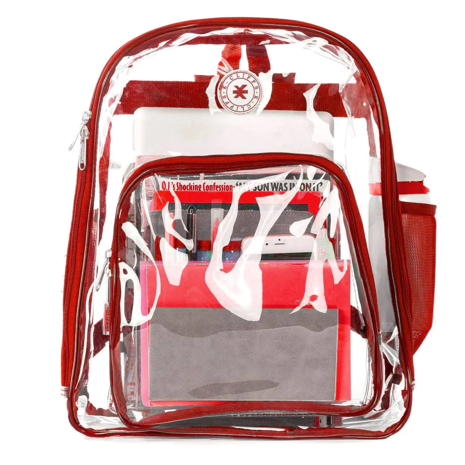 K-Cliffs Clear Backpack High Quality Student Bookbag Large Durable See Through School Bag Heavy Duty Transparent PVC Workbag