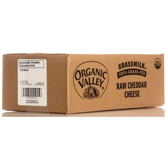 (10 Pack ) Organic Valley Raw Grassmilk Cheddar, 8oz, Size: 8 oz