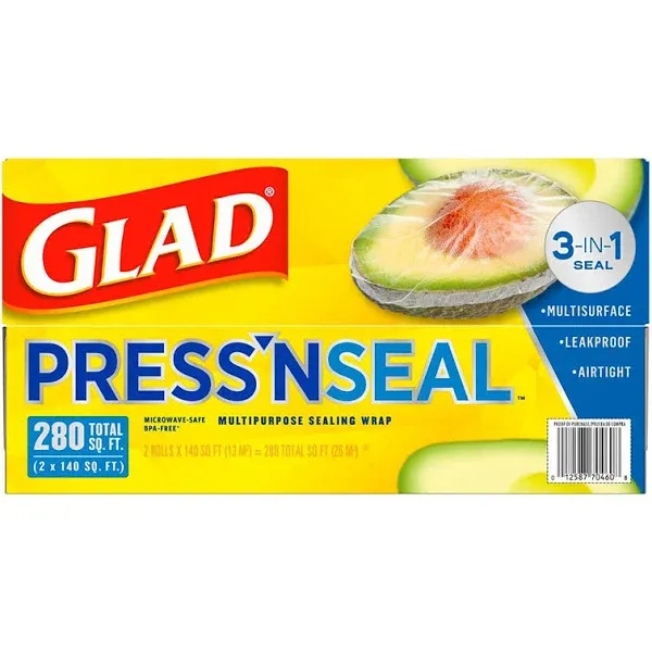 Glad Press N Seal Plastic Wrap, 2 PK./140 SQ. FT.