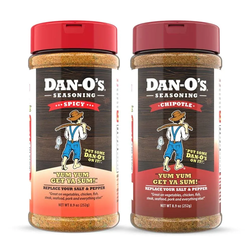 Dan-O's Seasoning Medium 2 Bottle Combo | Spicy & Chipotle | 2 Pack (8.9 oz)