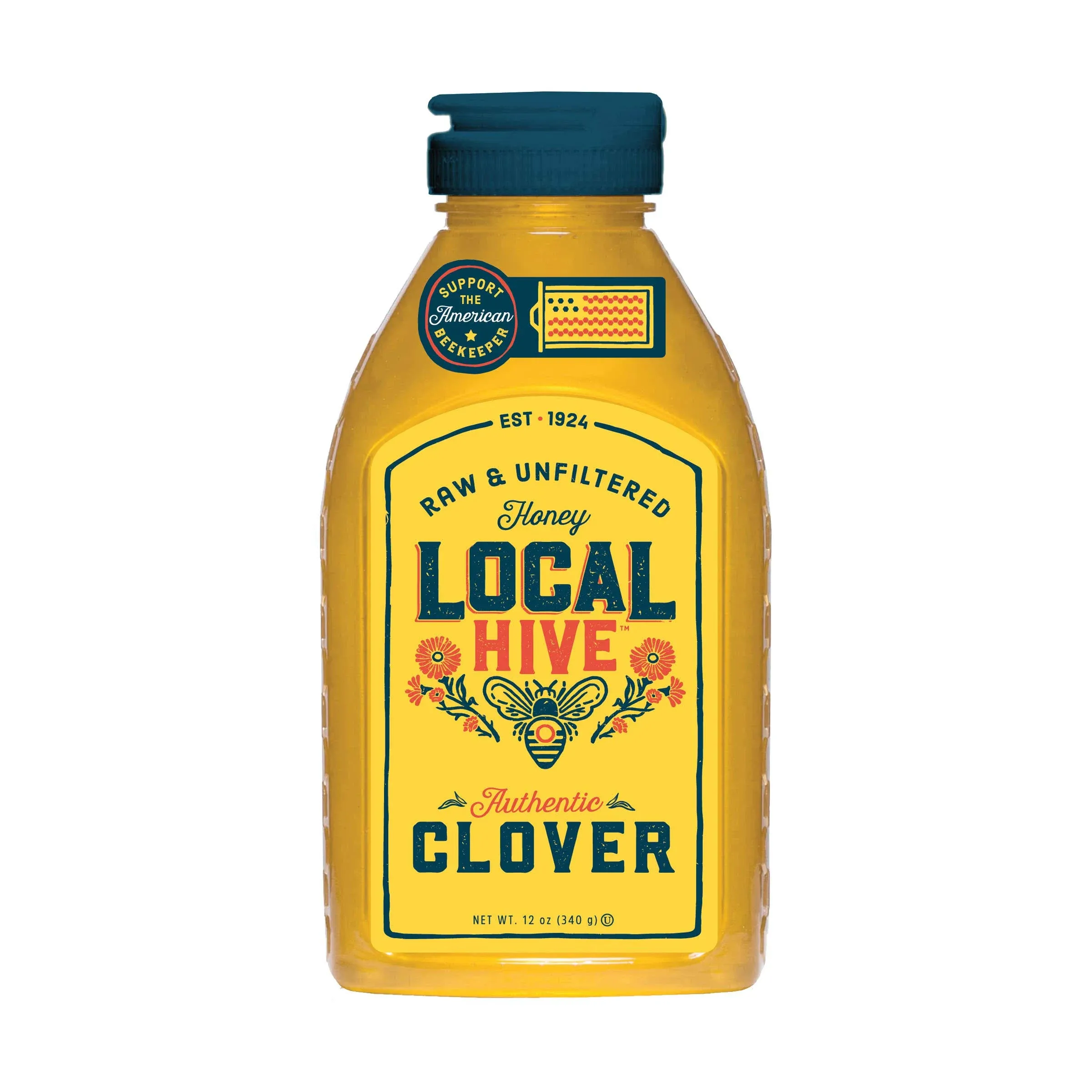 Local Hive Honey, Raw & Unfiltered, Authentic Clover - 12 oz