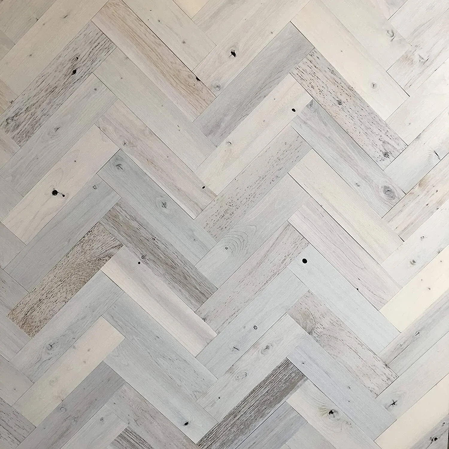 Timberchic Reclaimed Herringbone Pattern Wall Planks - Coastal White