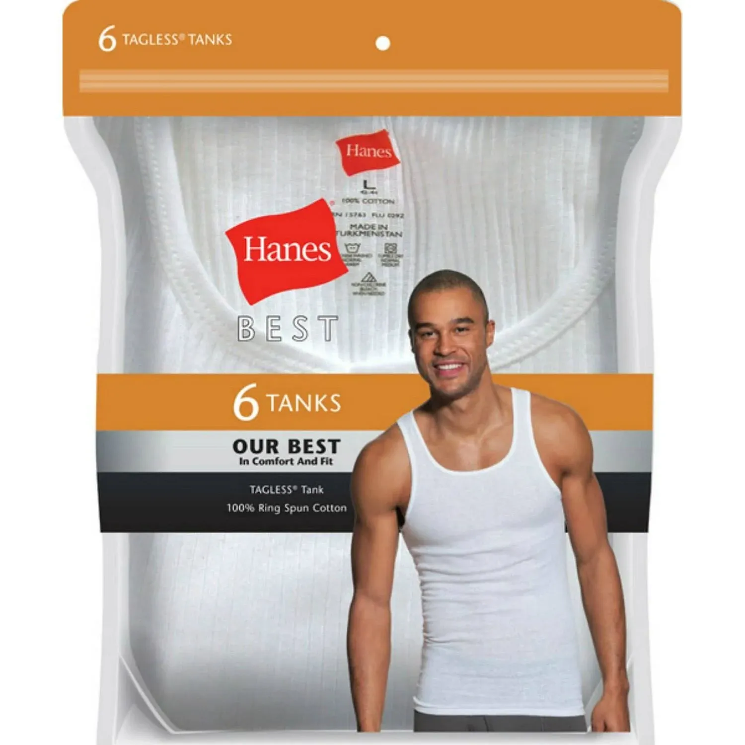 Hanes Men&#039;s 6-Pack Best Tank Size M Black &amp; Gray