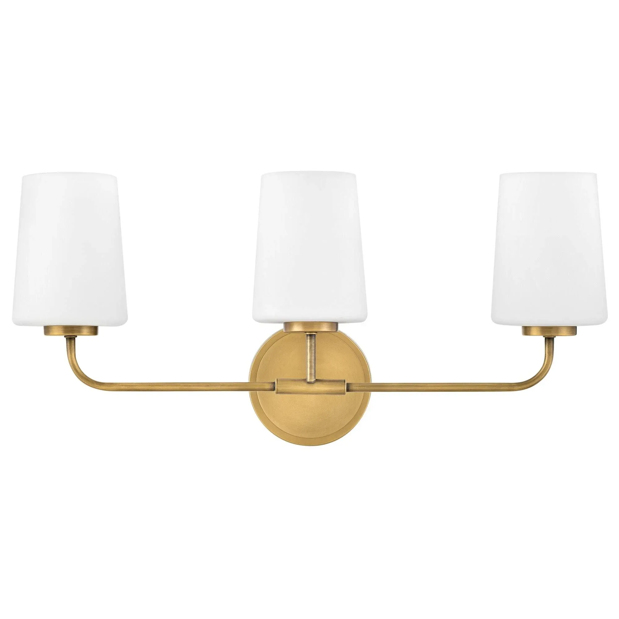 Lark Kline 853450HB Single Bath Vanity Light - Sleek, Tapered Etched Opal Glass Shade, Mount Up or Down - Heritage Brass