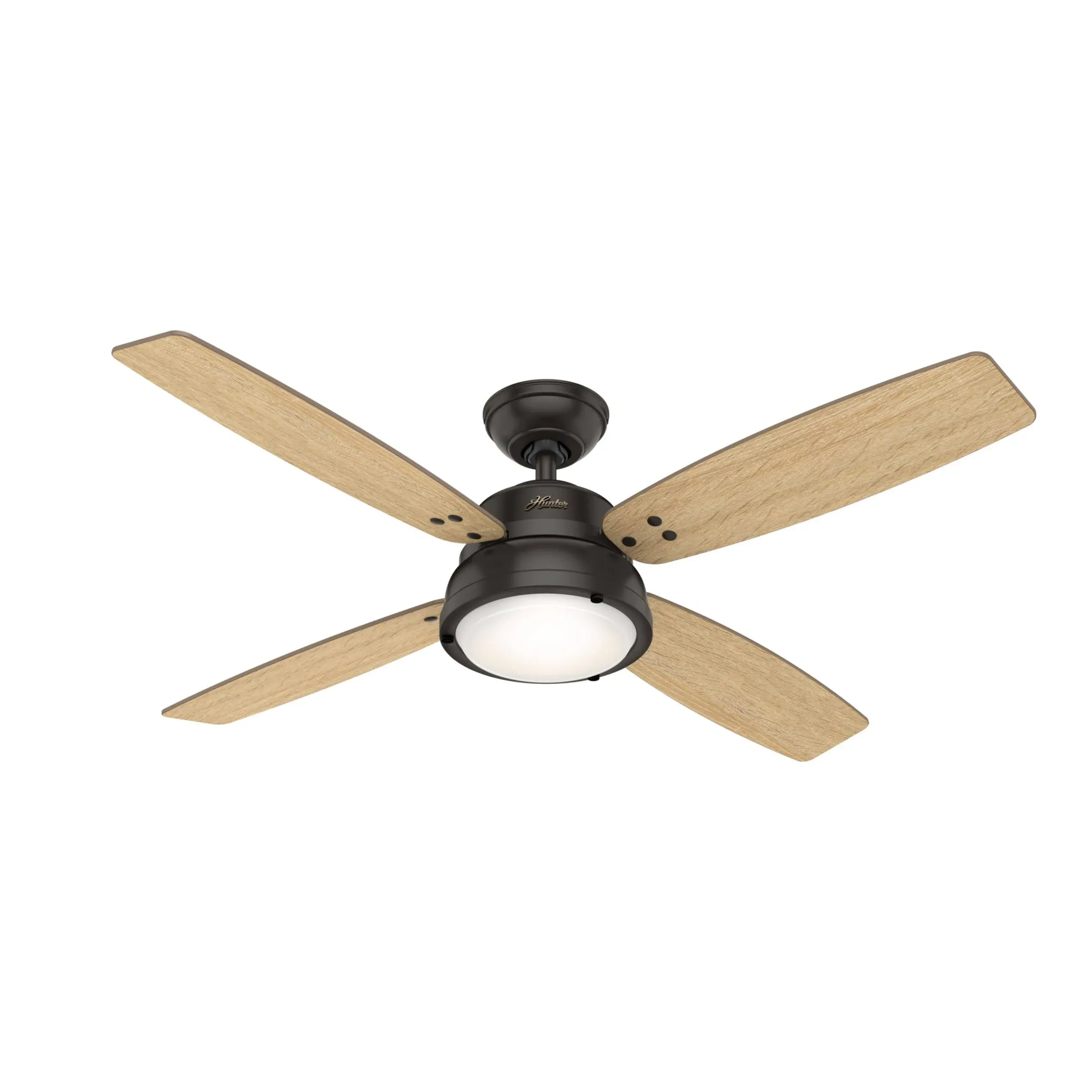 Hunter Fan Company, 59438, 52 inch Wingate Noble Bronze Ceiling Fan with LED Light Kit and Handheld Remote