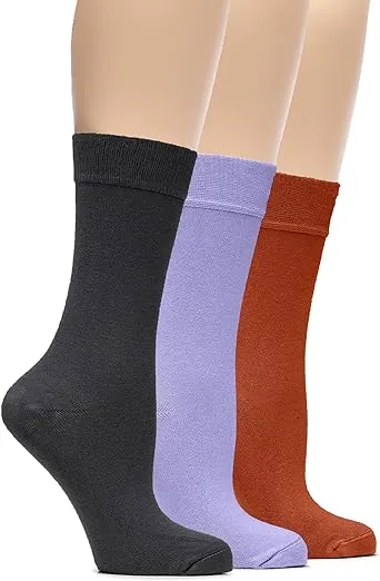 Hugh Ugoli Womens Bamboo Dress Socks, Trouser, Casual, Thin, Soft, Crew Socks for Business,Non-Binding, 3-6 Pairs