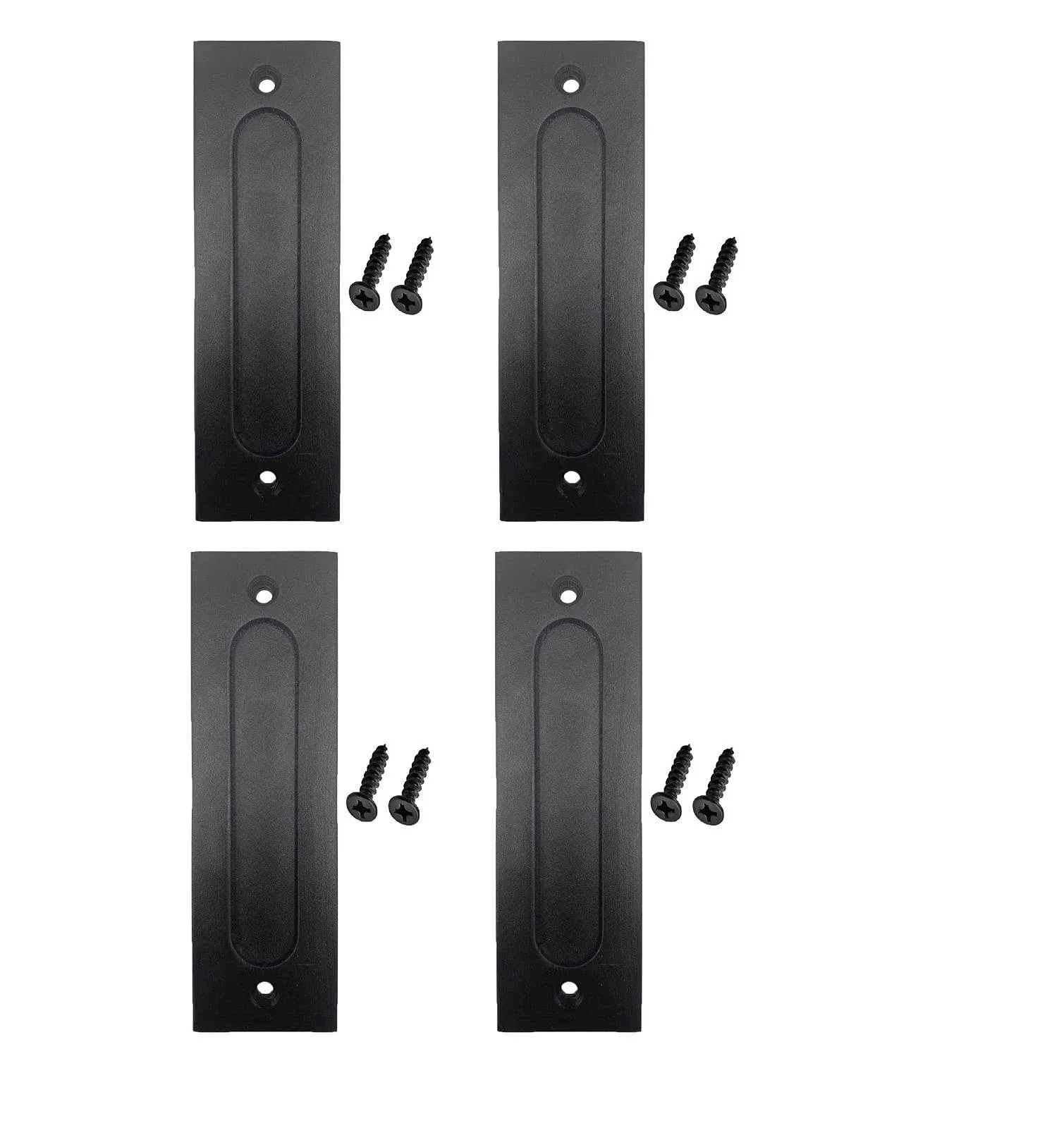 4 Pcs 7 inch Running Black Sliding Barn Door Finger Pull Set | Heavy Duty Modern Simple Invisible Handle| with Flat Bottom Easy to Install barn Door Flush Handle Flush Door Pull