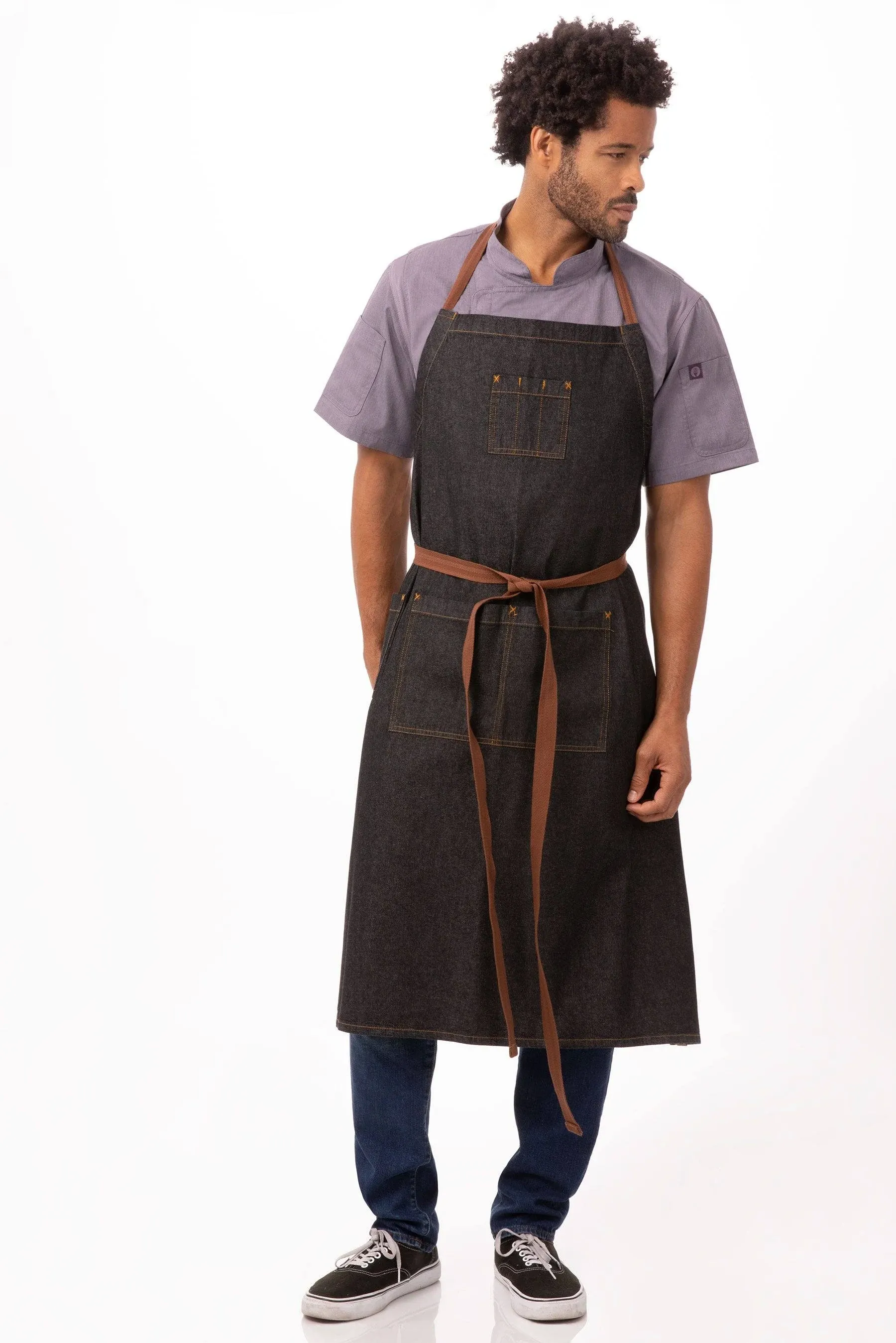 Chef Works AB036BLK0 Memphis Black Adjustable Bib Apron