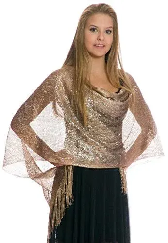 ShineGlitz Metallic Shawls and Wraps for Evening Dresses Womens