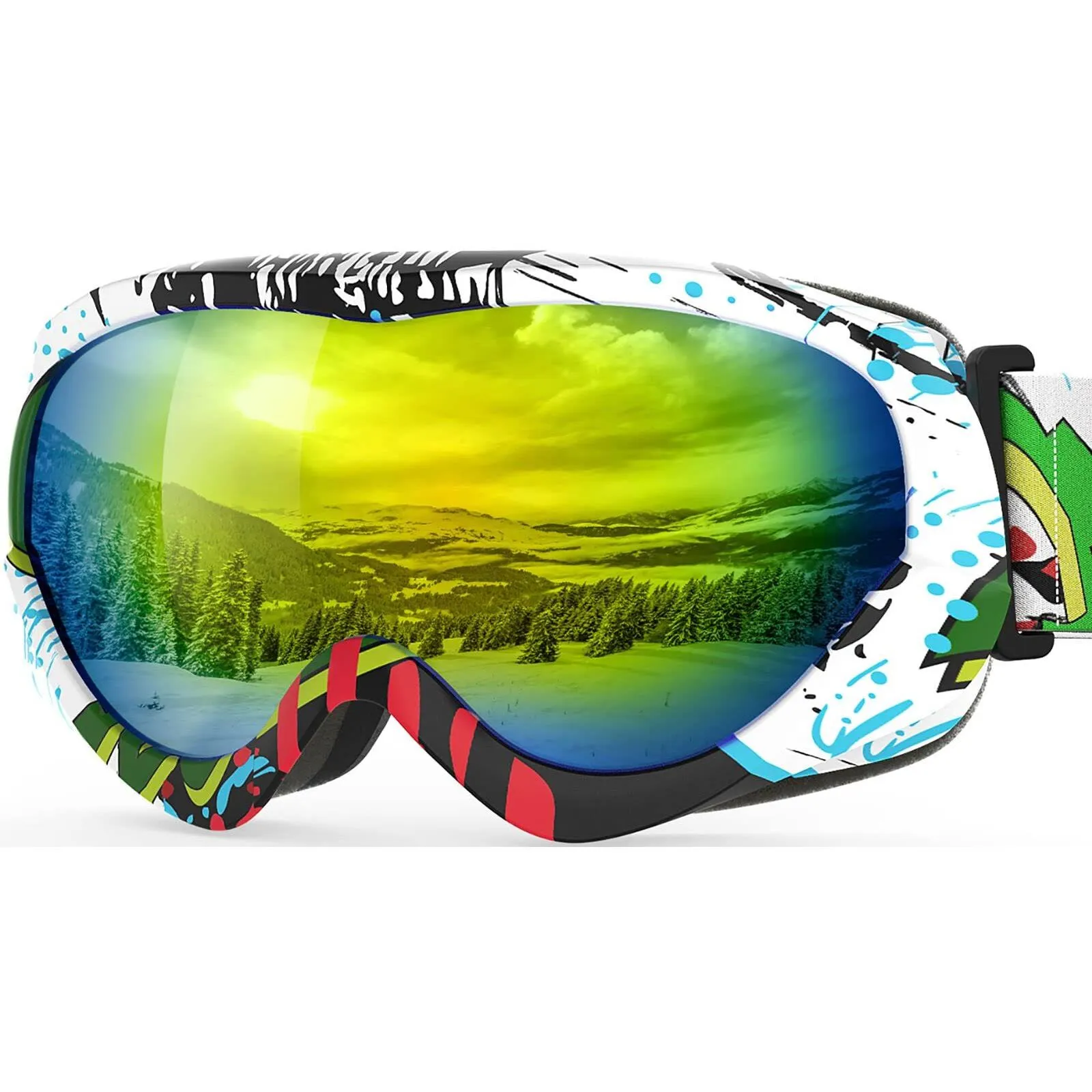 OutdoorMaster Kids Ski Goggles - Helmet Compatible Snow Goggles for Boys & Girls with 100% UV Protection