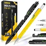 9 in 1 Multitool Pen, Stocking Stuffers Gifts Unique Christmas Birthday Multi Tool Pen for Men Dad Husband Who Have Everything, Cool Gadgets Pocket Multi Tool (Yellow)