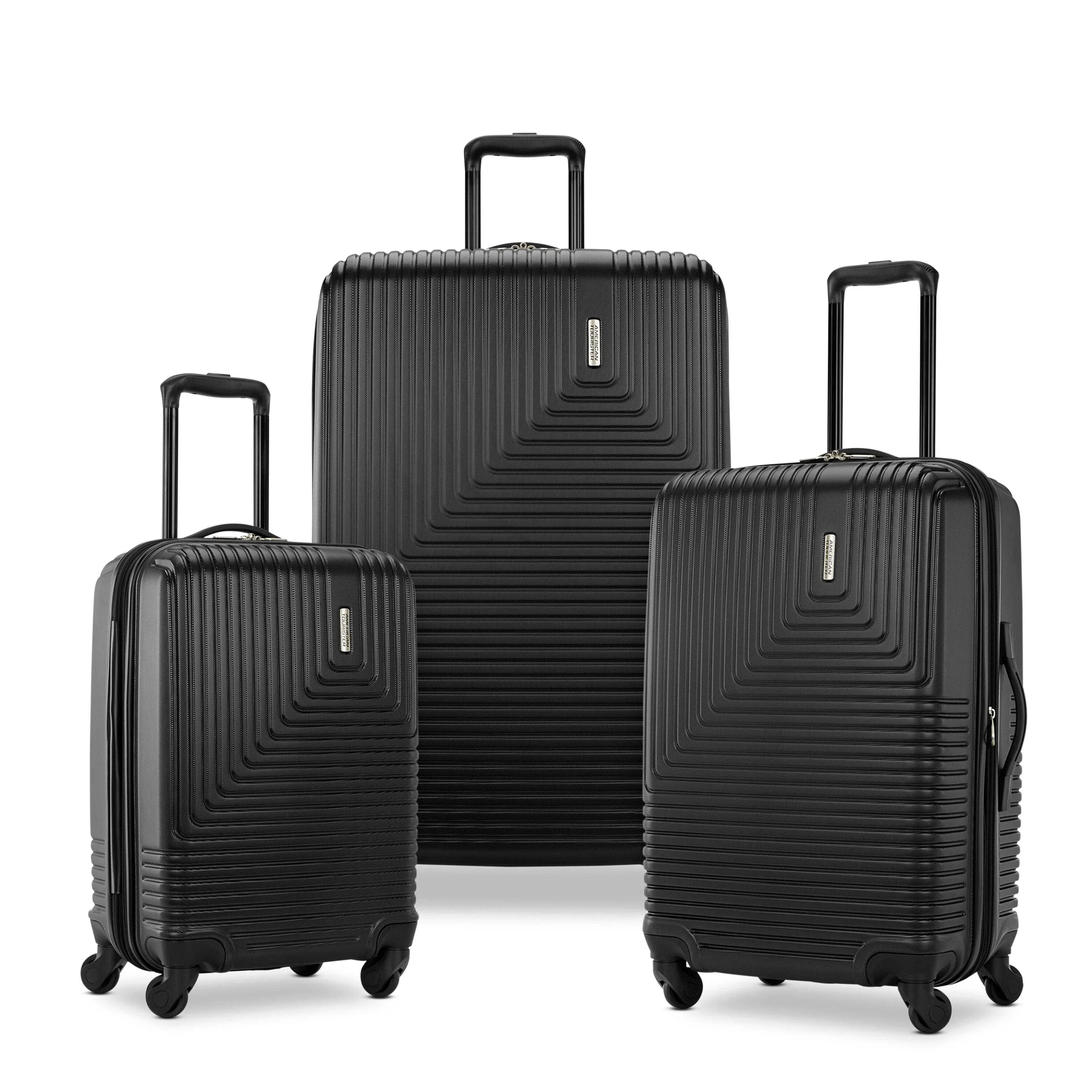 American Tourister Groove Expandable Spinner Suitcase Set 20&#034;, 24&#034;, 28&#034; - Black 