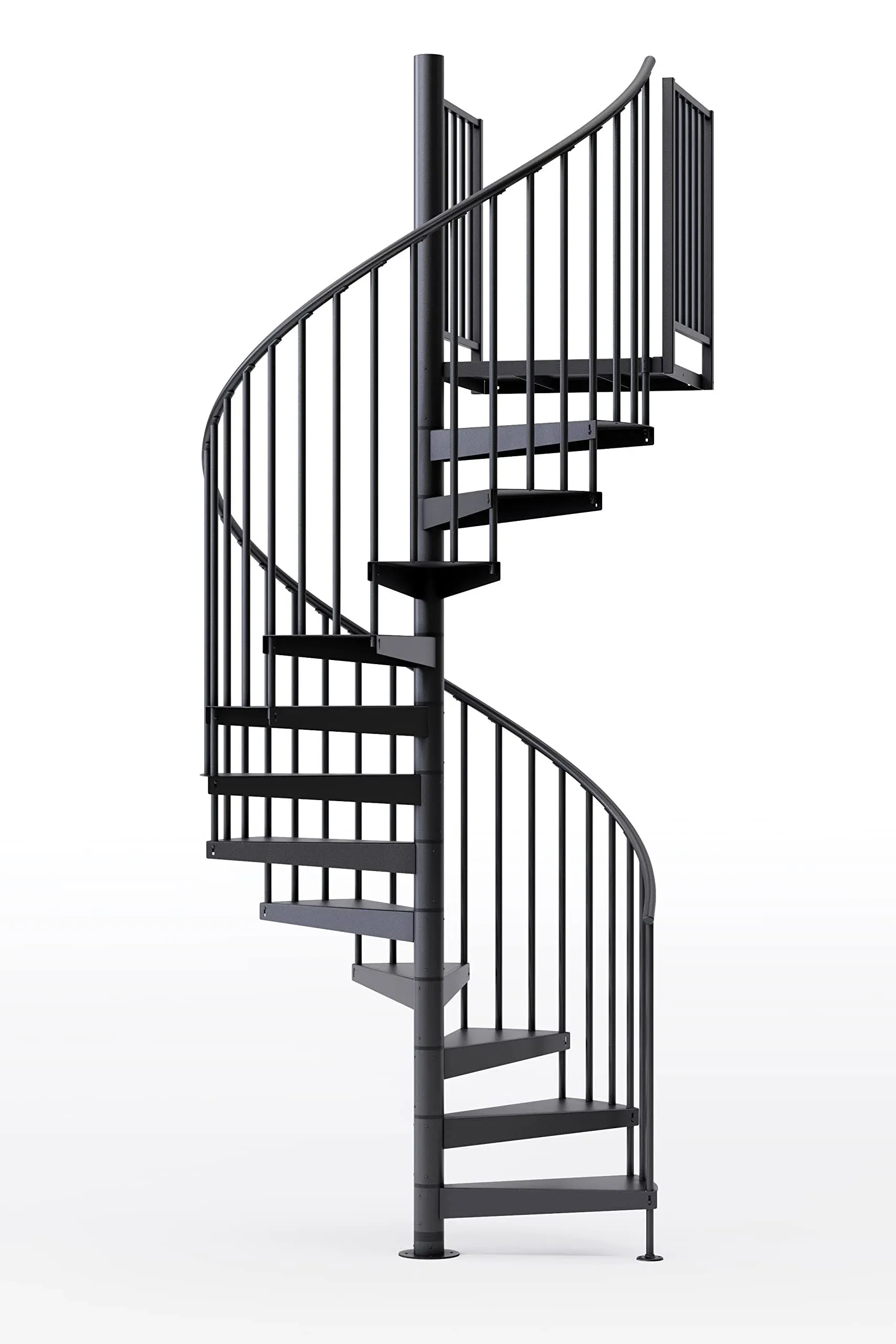 Mylen STAIRS Condor Gray Interior 60in Diameter, Fits Height 93.5in - 104.5in, 2 36in Tall Platform Rails Spiral Staircase Kit EP60G10G002