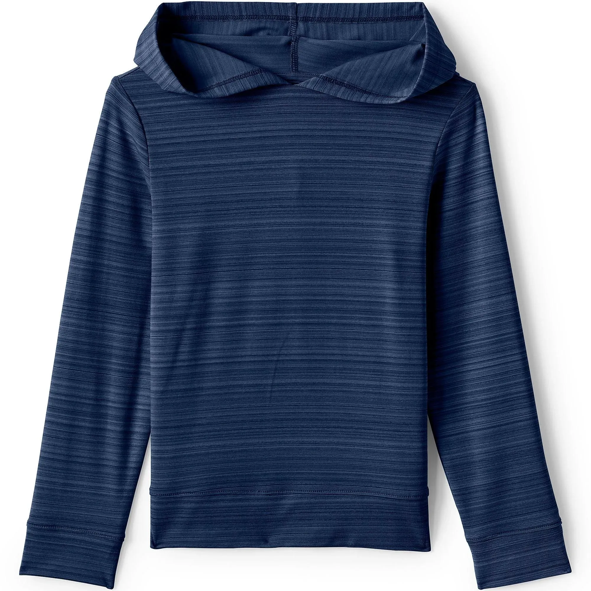 Lands' End Kids Long Sleeve UPF 50 Sun Hoodie Rash Guard - Small - Deep Sea Navy