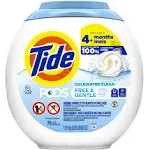 Tide Pods Laundry Detergent, Free and Gentle, 63 oz Tub, 76 Pacs/Tub