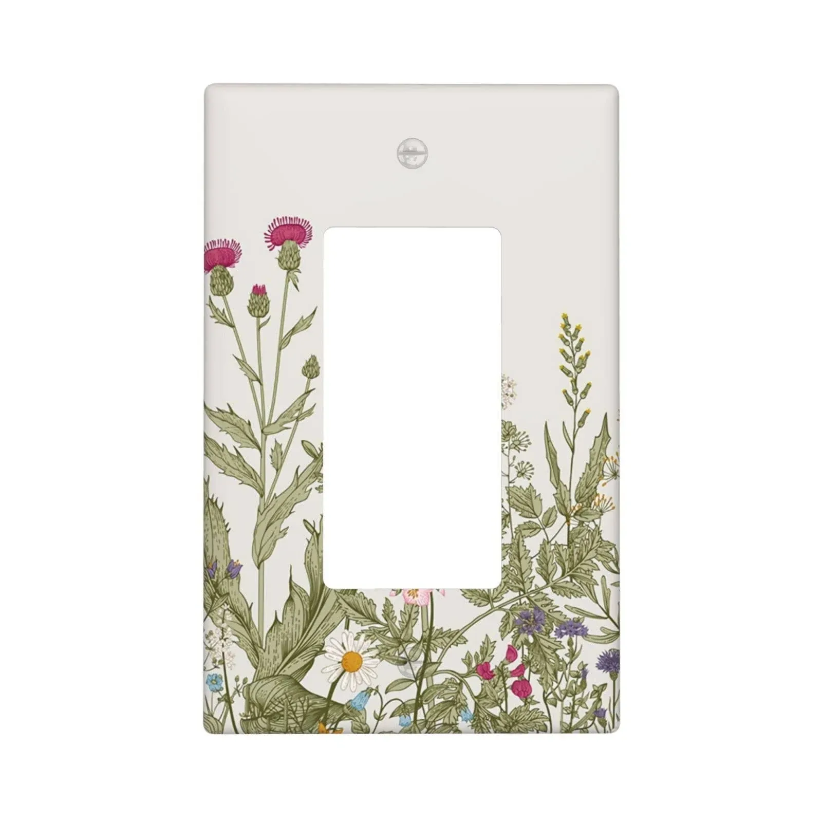 Wild Flower Light Switch Cover 1 Gang Wall Plate Rocker Switch Plate Covers, Vintage Floral Single Decorator Switch Plate Outlet Cover for Wall Decor, 4.50 X 2.76 Inch