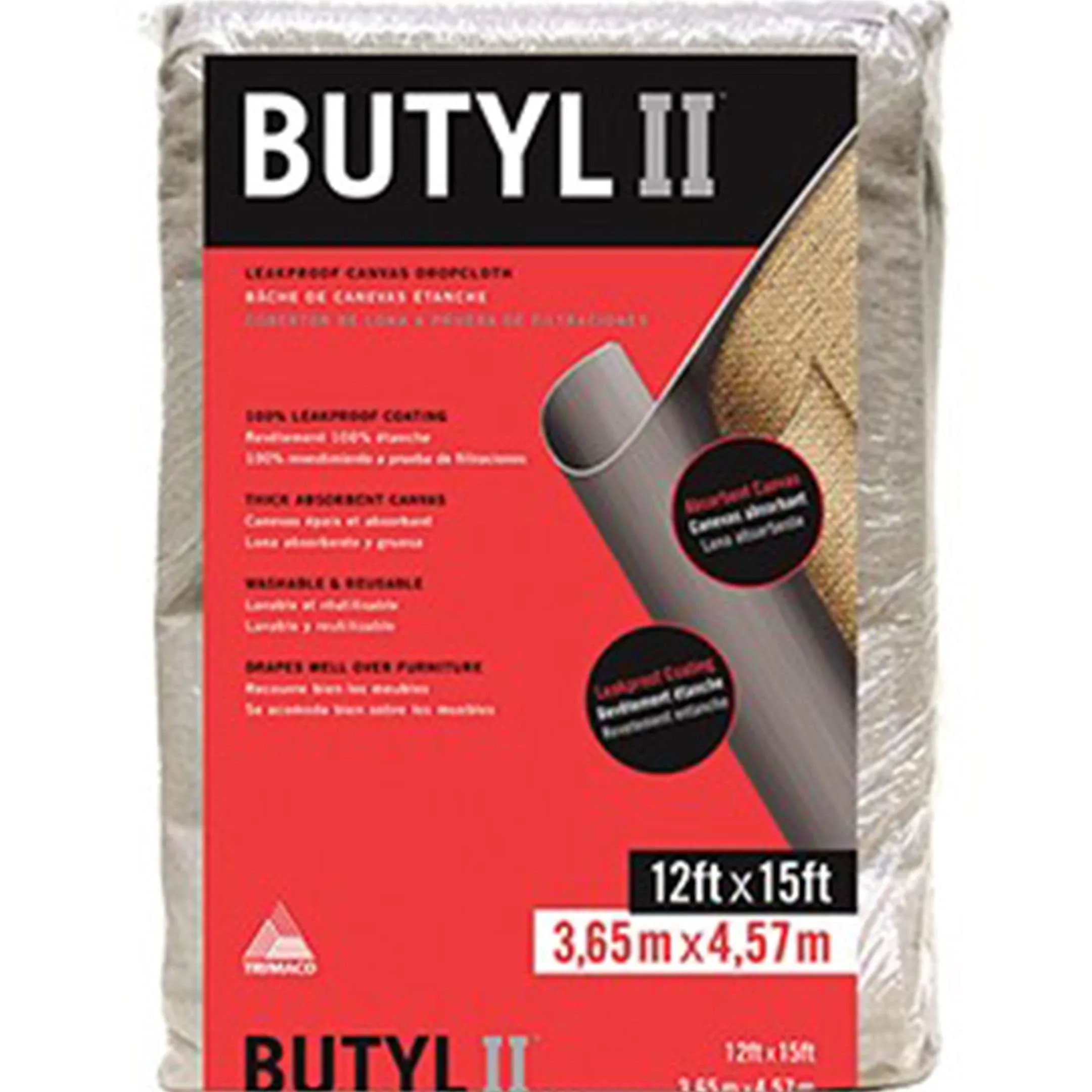 Trimaco 85323 12 ft. x 15 ft. Butyl II Canvas Drop Cloth