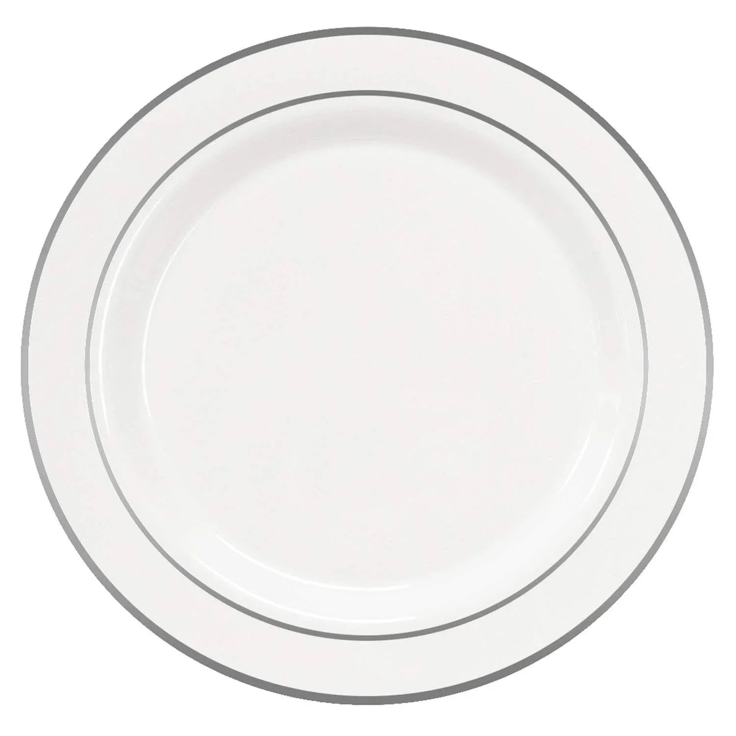 7.5&quot; Divine Plates - White With Silver Rim 12 Ct.