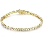 Gemsme 18K White Gold Plated Cubic Zirconia Classic Tennis Bracelet 7.5 Inch (Gold-Plated-Brass)