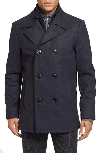 Kenneth Cole Men&#039;s Pea Coat With Bib - Colors