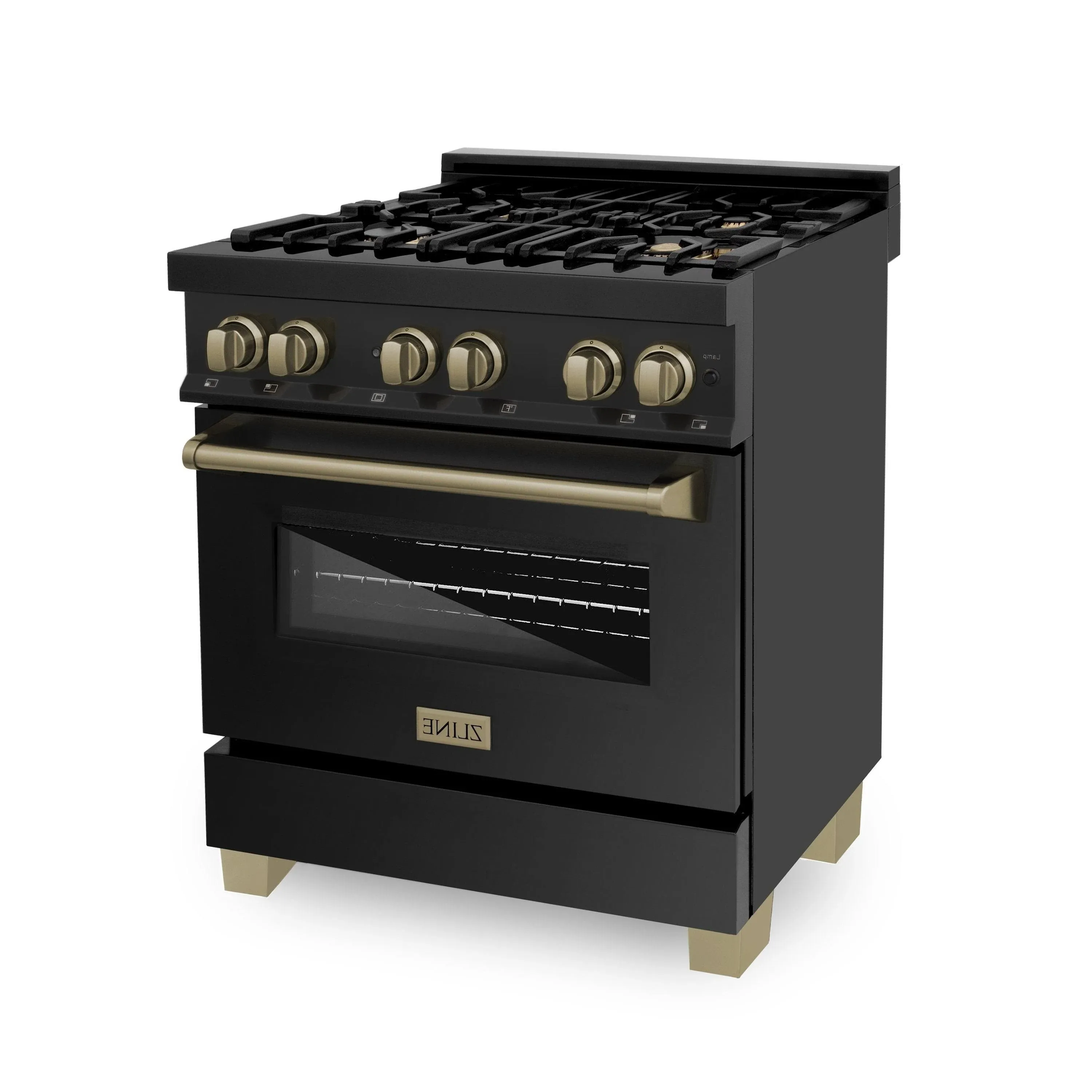 ZLINE Autograph Edition 30" Black Stainless Steel Dual Fuel Range