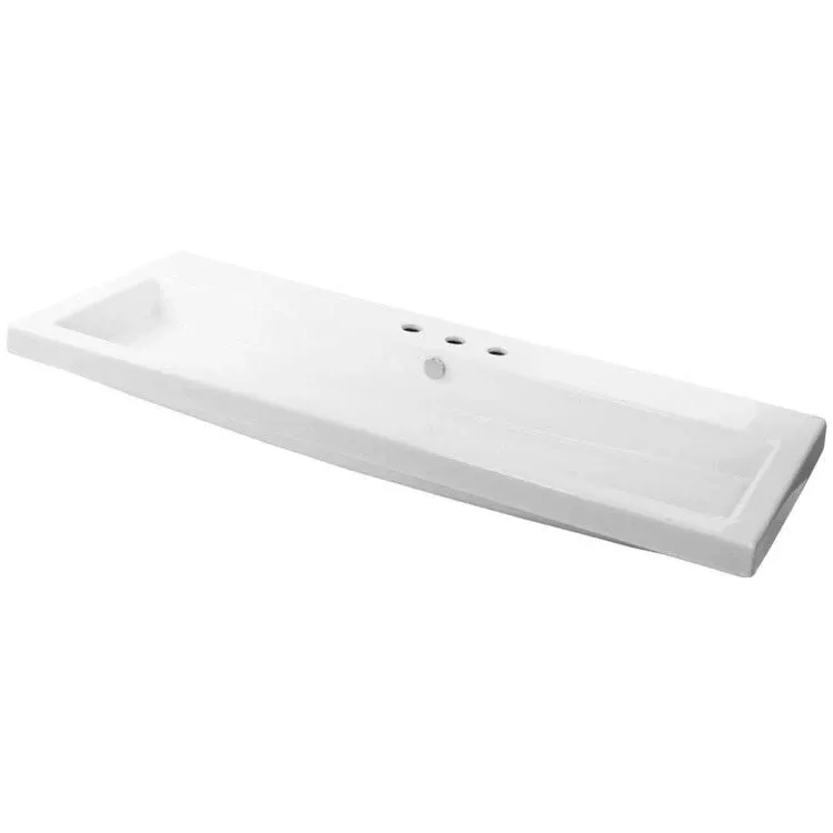 Tecla CAN05011B-Two Hole Cangas Rectangular Ceramic Wall Mounted/Built In Sink, White