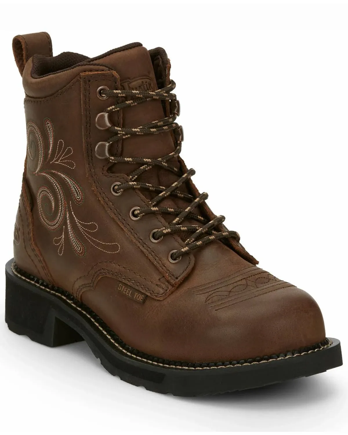 Justin Katerina Lace Up Waterproof Steel Toe Ladies Work Boots