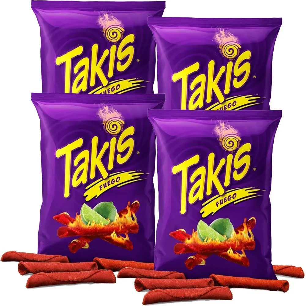 Takis Fuego 17 oz Fiesta Size Bag, Hot Chili Pepper & Lime Rolled Tortilla Chips