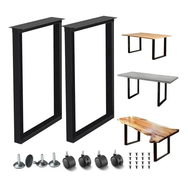 Topsair Metal Table Legs for Desk, Heavy Duty Square Tube Iron, DIY Furniture Legs for Dining and Coffee Table, Computer Desk, Workbench, Meeting Room