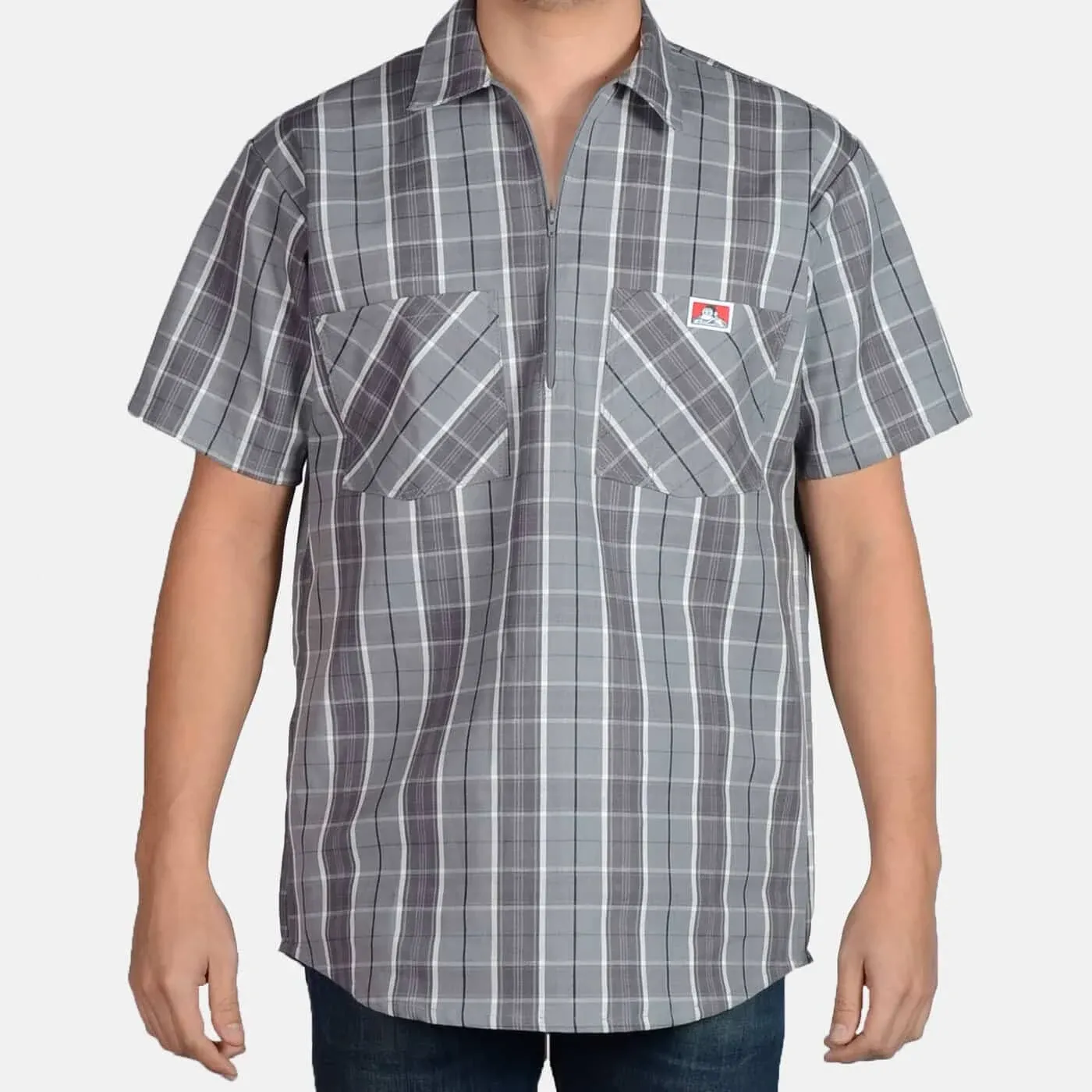 Ben Davis Short Sleeve 1/2 Zips -Plaid