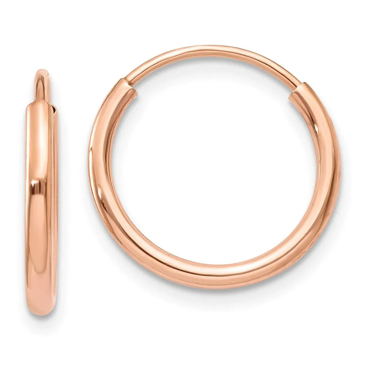 14k Rose Gold Polished Endless Tube Hoop Earrings