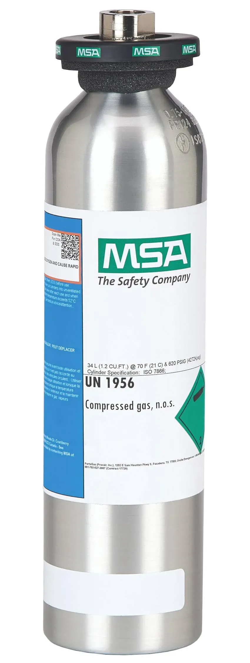 MSA 10048280 Calibration Gas Cylinder, 34L