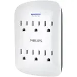 Philips 6-Outlet Surge Protector Tap, 900 Joules, White