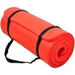 BalanceFrom Fitness GoCloud 1" Extra Thick Exercise Mat w/Carrying Strap, Red